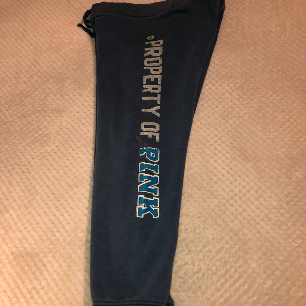 PINK Blue Cropped Sweatpants